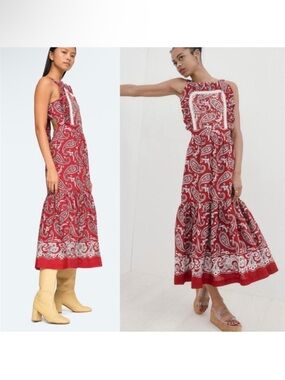 Sea New York Red Paisley Crochet-Trim Maxi Dress